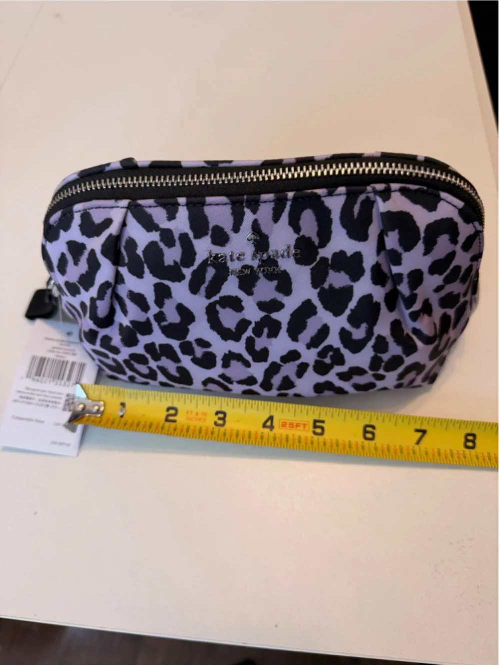 NWT Kate Spade Cosmetic Bag One Size Purple Black Leopard Print